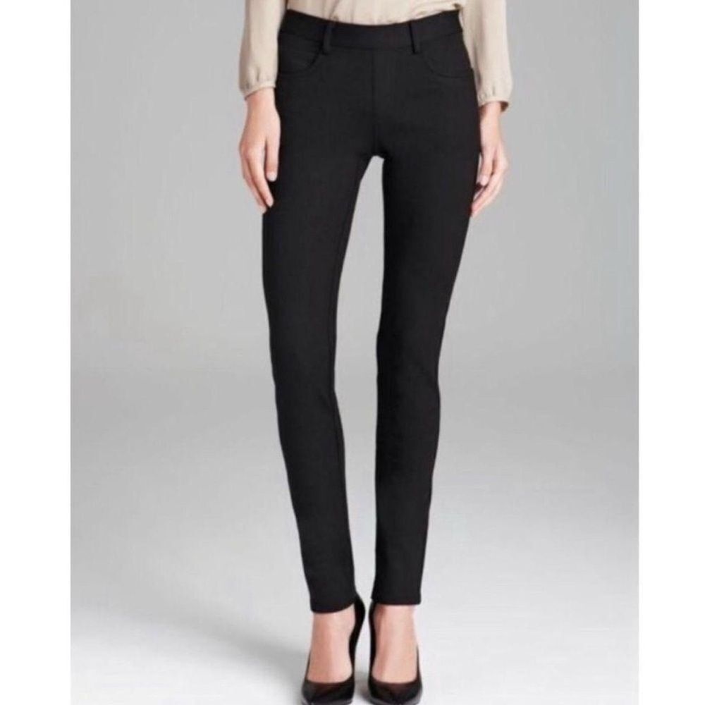 NWOT Theory Elle Rave Ponte Pull On Faux Pocket Black Leggings Womens Sz S